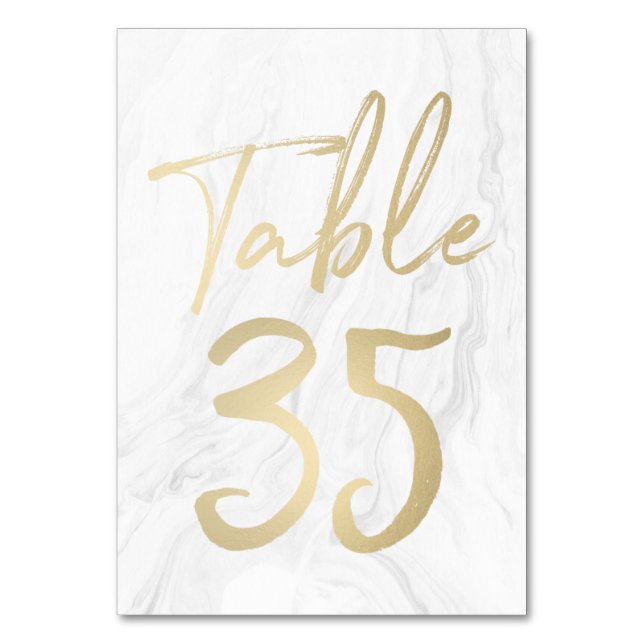 Marble and Gold Script | Table Number Card 35 (Front)