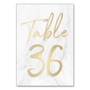 Marble and Gold Script Table Number Card 36