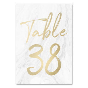 Marble and Gold Script Table Number Card 38