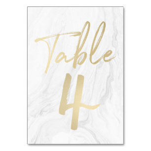 Marble and Gold Script   Table Number Card 4