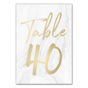 Marble and Gold Script Table Number Card 40