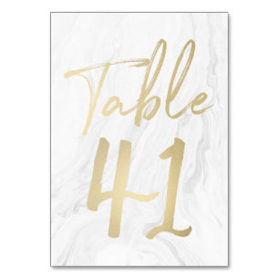 Marble and Gold Script Table Number Card 41