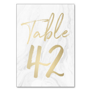Marble and Gold Script Table Number Card 42