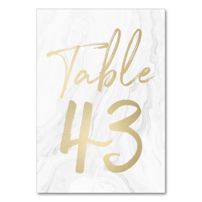 Marble and Gold Script | Table Number Card 43 (Front)