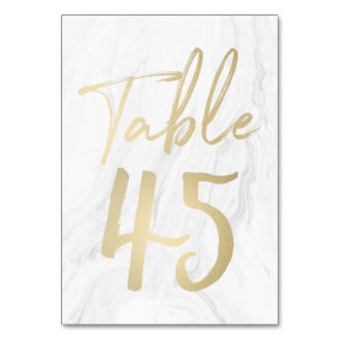 Marble and Gold Script Table Number Card 45