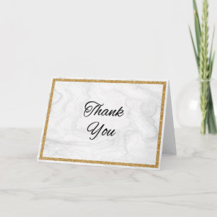 Marble and Gold Thank You Card with Black Letterin