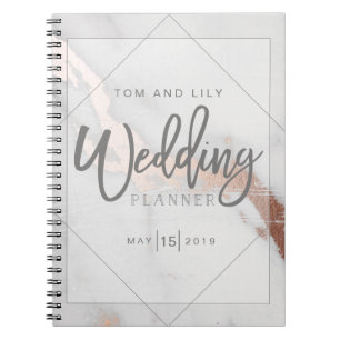 MARBLE AND METALLIC WEDDING PLANNER NOTEPAD NOTEBOOK