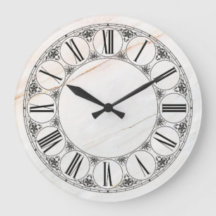 Marble and Roman Numeral Face Large Clock