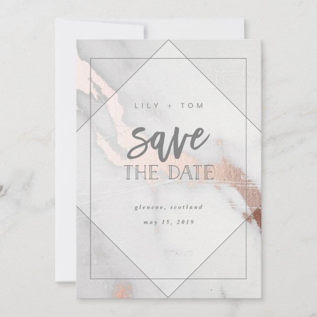 MARBLE AND ROSE GOLD EFFECT SAVE THE DATE (Front)