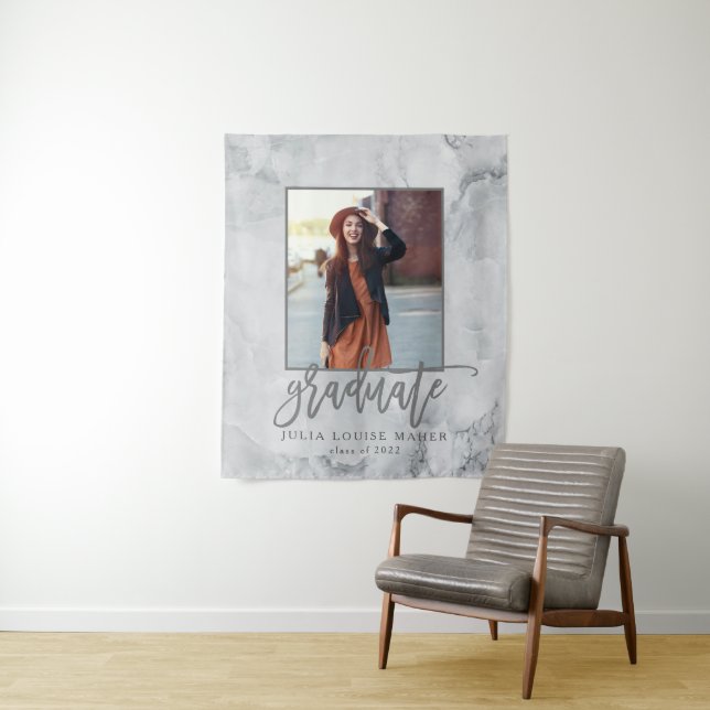 MARBLE AND ROSE GOLD GRADUATION announcement Tapestry (In Situ)