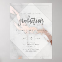 MARBLE AND ROSE GOLD GRADUATION INVITATION POSTCAR
