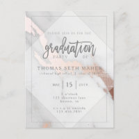 MARBLE AND ROSE GOLD GRADUATION INVITATION