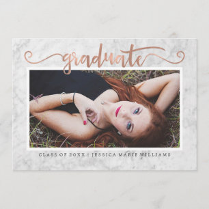 Marble and Rose Gold Graduation Invitations