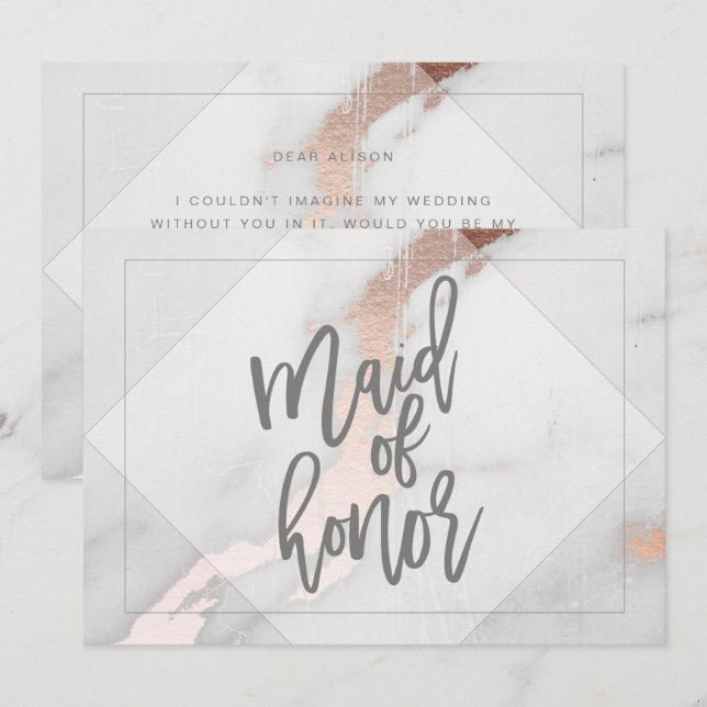 MARBLE AND ROSE GOLD MAID OF HONOR INVITATION (Front/Back)