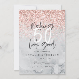 Marble and rose gold modern 50th birthday party