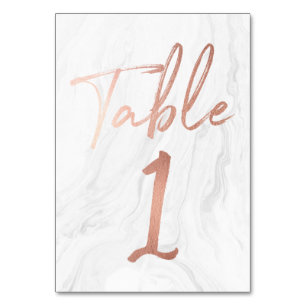 Marble and Rose Gold Script Table Number Card 1