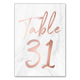 Marble and Rose Gold Script Table Number Card 31