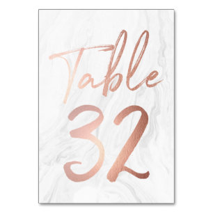 Marble and Rose Gold Script Table Number Card 32