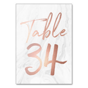 Marble and Rose Gold Script Table Number Card 34