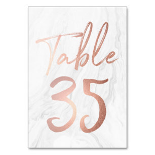 Marble and Rose Gold Script Table Number Card 35