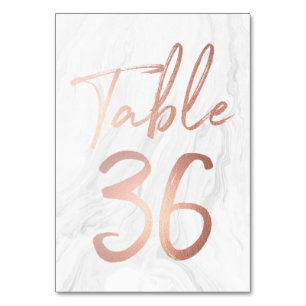 Marble and Rose Gold Script Table Number Card 36