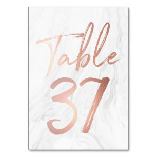 Marble and Rose Gold Script Table Number Card 37
