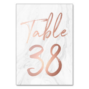 Marble and Rose Gold Script Table Number Card 38