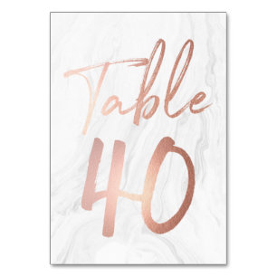 Marble and Rose Gold Script Table Number Card 40