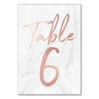 Marble and Rose Gold Script | Table Number Card 6