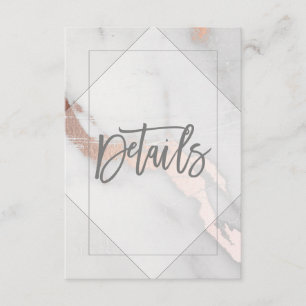MARBLE AND ROSE GOLD WEDDING DETAILS CARD