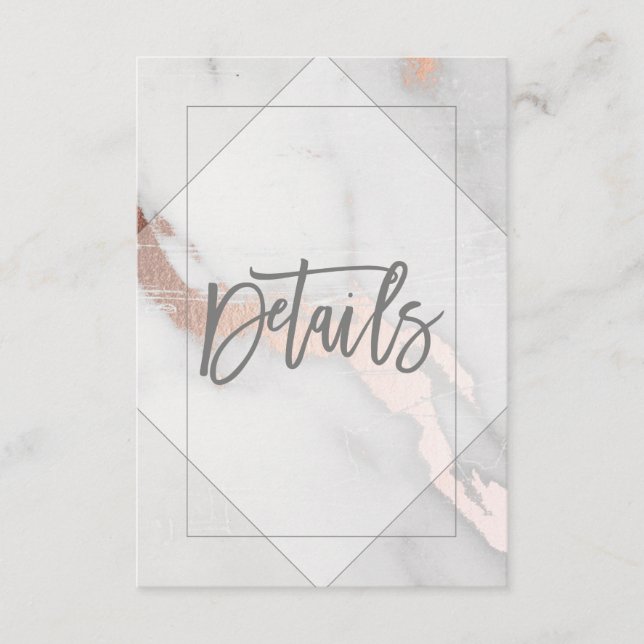MARBLE AND ROSE GOLD WEDDING DETAILS CARD (Front)