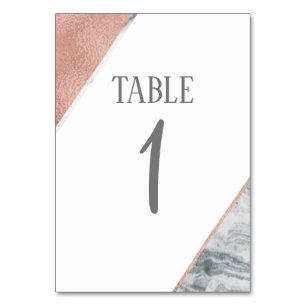 Marble and Rose Gold Wedding Table Number