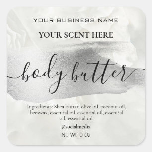 Marble And Silver Accent Body Butter Labels