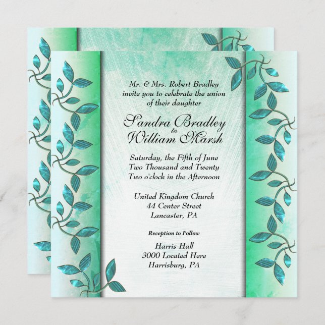Marble and Vine Wedding Invitation (Front/Back)