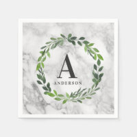 Marble and watercolor wreath initial