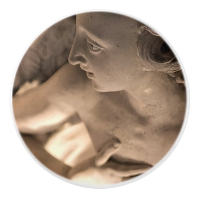 Marble Angel Sculpture Art Print Ceramic Knob (Front)