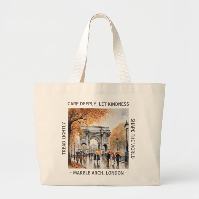 Marble Arch in the Rain Autumn Cotton Tote Bag (Front)