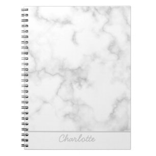 Marble background grey on white personalized name notebook