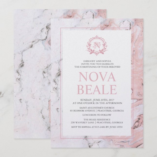 Marble Baptism Invitation (Front/Back)