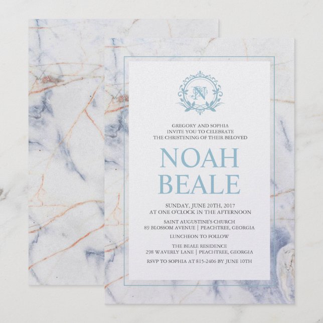 Marble Baptism Invitation (Front/Back)