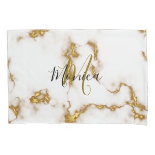 Marble Beautiful Gold Elegant Mongram Pillowcase