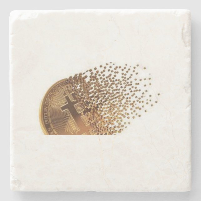 Marble bitcoin stone coaster (Front)