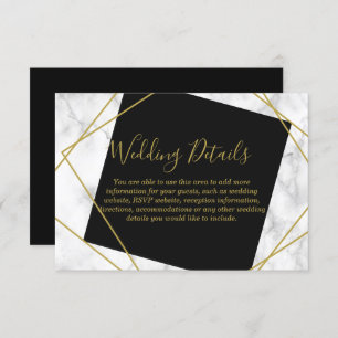 Marble Black and Faux Gold Reception Details Invitation