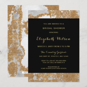 Marble Black and Gold Bridal Shower Invitation