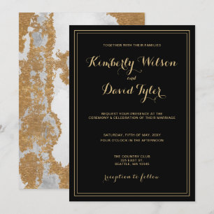 Marble Black and Gold Wedding Invitation