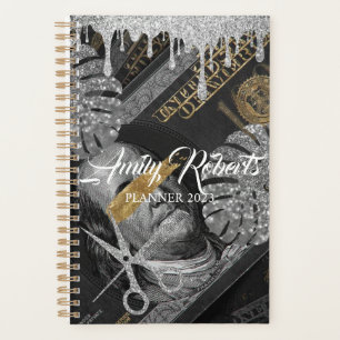 Marble Black Dollar Silver Sparkling Salon Planner
