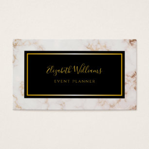 Marble Black Gold Event Planner Business Card