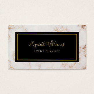 Marble Black Gold Event Planner Business Card