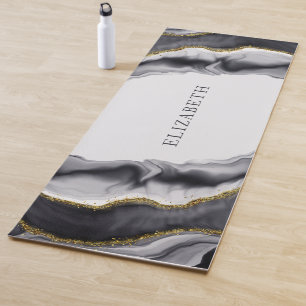 Marble Black Gold Personalize Yoga Mat