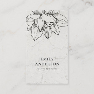 MARBLE BLACK LOTUS SIMPLE REIKI SPIRITUAL HEALER BUSINESS CARD